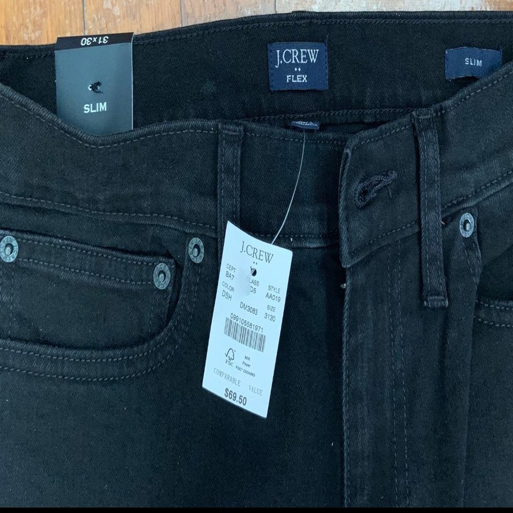 New J. Crew Slim Black Jeans shadow wash 31x30